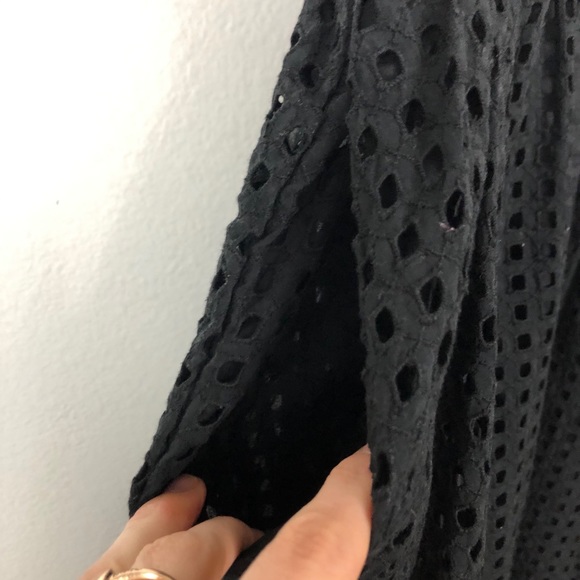 Whistles Lattice Broiderie Lace Sleeveless Fit & Flare Dress Black 6 Knee Length - Picture 6 of 11